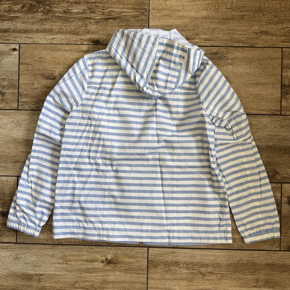 Tommy Hilfiger Light Blue and White Striped Hooded Utility Jacket - Picture 12 of 13
